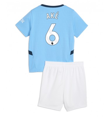 Manchester City Nathan Ake #6 Primera Equipación Niños 2024-25 Manga Corta (+ Pantalones cortos)